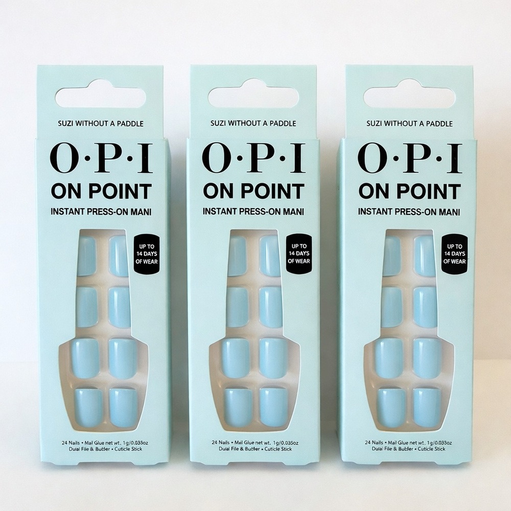 Lot of 3 Kits OPI On Point Insta Press-On Nails Suzi Without a Paddle Baby Blue